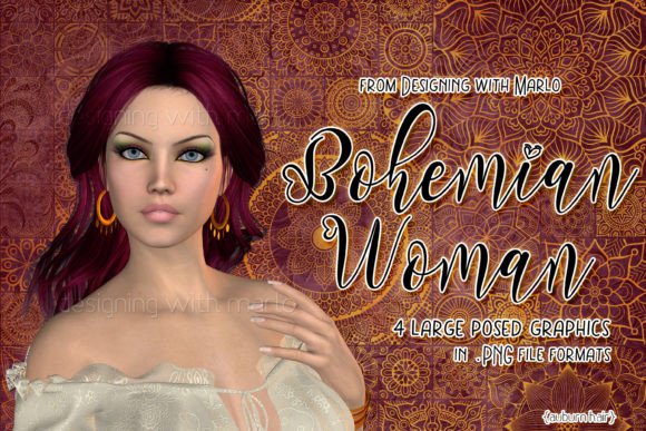 Dark Auburn Bohemian Woman Poser Graphic: A Versatile Asset for Modern Design
