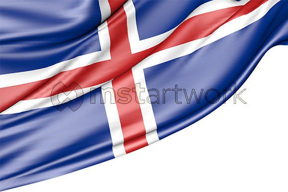 Iceland Flag Isolated on White