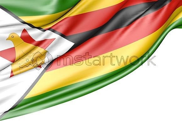 Zimbabwe Flag Isolated on White: 3D Visual Resource